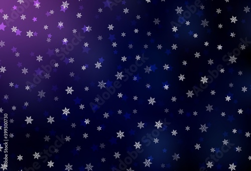 Dark Purple, Pink vector pattern with christmas snowflakes, stars. © smaria2015