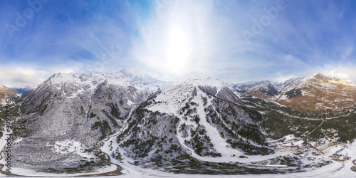 360-degree panoramic aerial view of the Cheget Valley