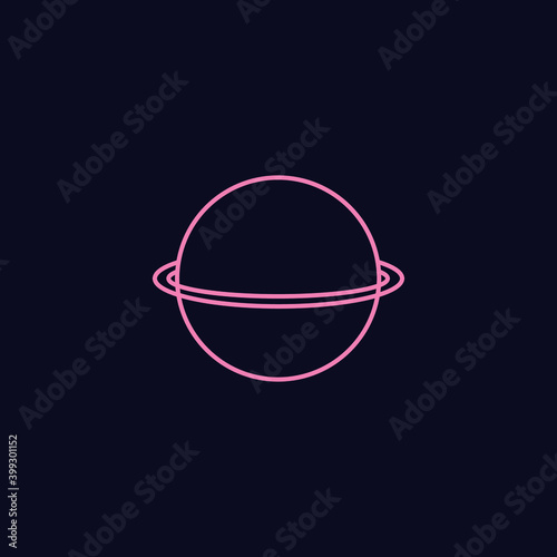 pink planet icon on blue background, vector illustration © Давид Розводовский