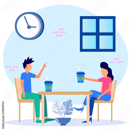 Illustration vector graphic cartoon character of work break