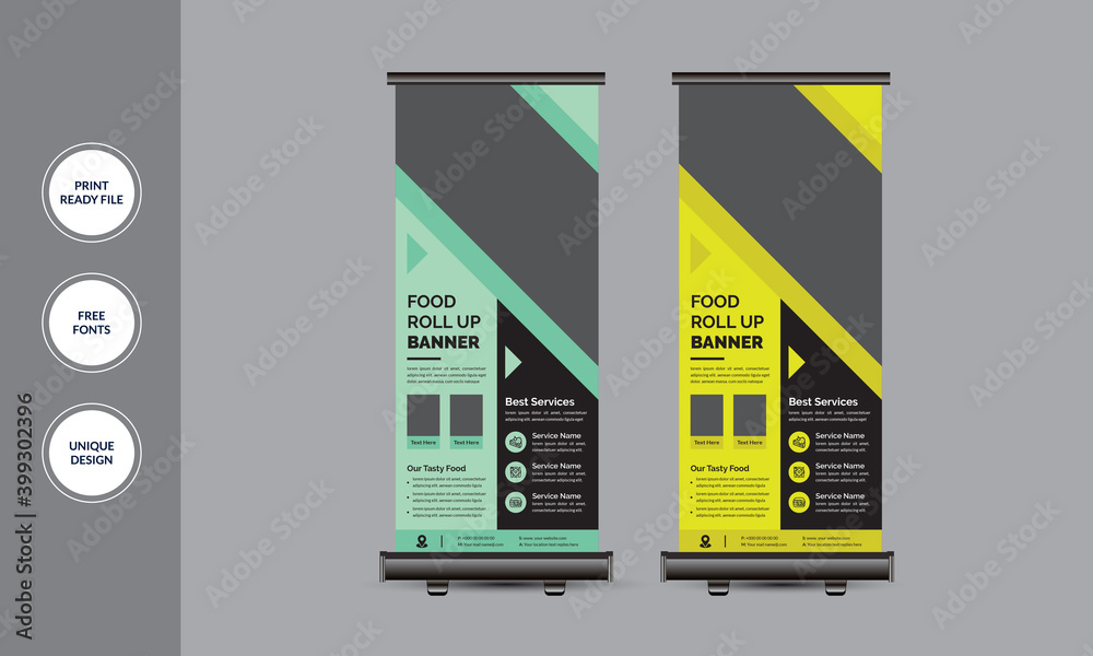 Fast Food Roll Up Banner Design, Roll Up Banner Template. Vector ...