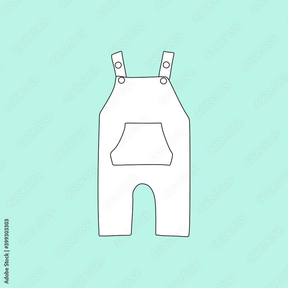 Children's jumpsuit in vector flat linear style. Children's jumpsuit in vector flat linear style.