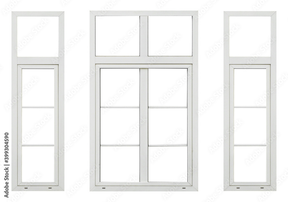 Three plastic window on white background Three plastic window on white background