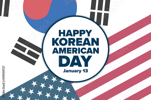 Korean American Day. January 13. Holiday concept. Template for background, banner, card, poster with text inscription. Vector EPS10 illustration.