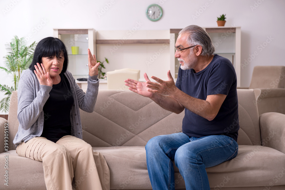 Old couple having argument at home Old couple having argument at home