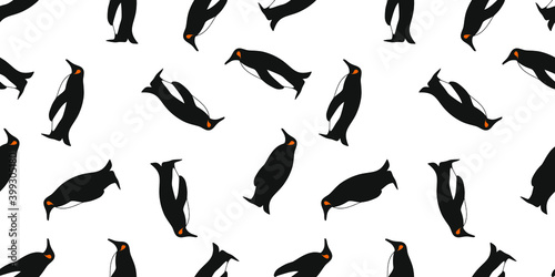 Pattern with the image of a penguin. Vector Illustration in Flat Style.