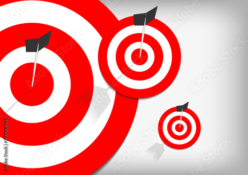 Vector : Arrows and archery targets on gray background