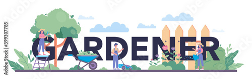 Gardener typographic header. Idea of horticultural designer business
