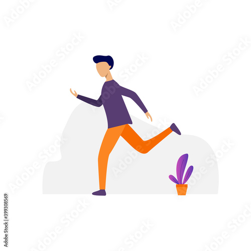 Vector illustration, young man character pose, modern flat people character, Ideal for motion, graphic and web design projects 