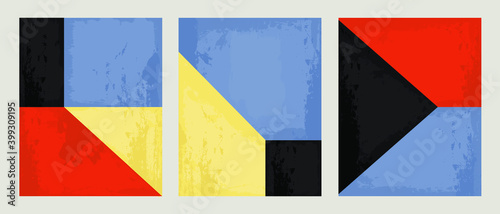 Set 3 illustration vector EPS 10 print hand draw painted abstract shapes geometry contemporary aesthetic mid century Scandinavian nordic
