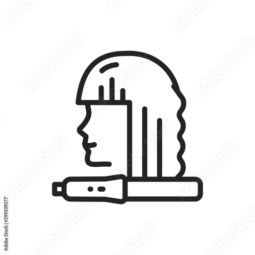 Straighten hair color line icon. Hairdresser services. 