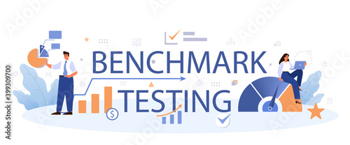 Benchmark testing typographic header. Idea of business development