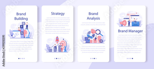 Brand mobile application banner set. Marketing strategy and unique design