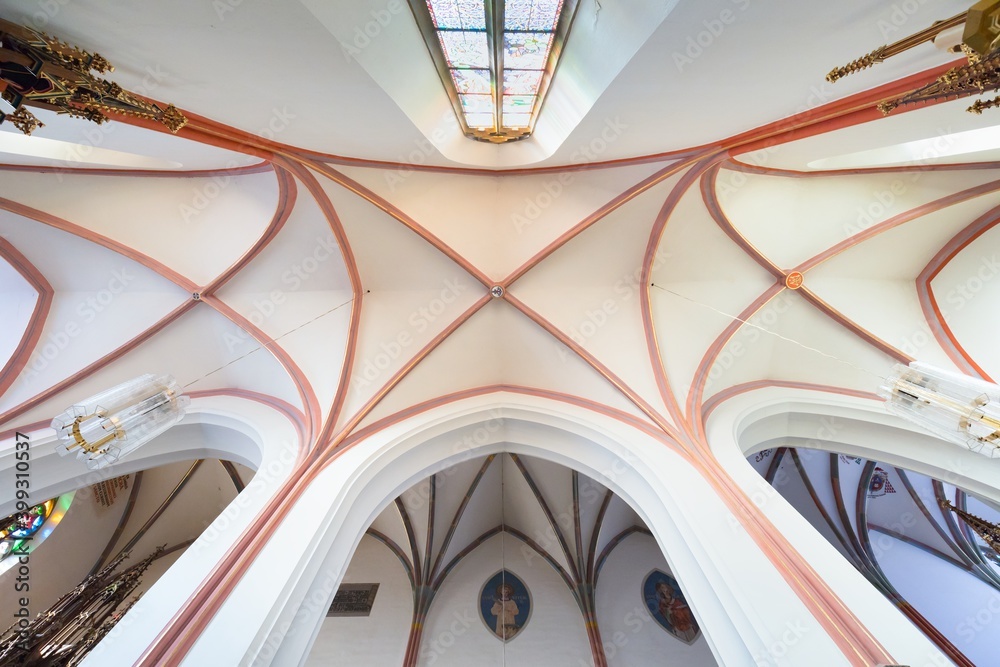 Fototapeta premium HRADEC KRALOVE, CZECH REPUBLIC - DECEMBER 10, 2020: Interior Cathedral of the Holy Spirit in the historic city center. Hradec Kralove is a big city in the Hradec Kralove Region Bohemia, Czech republic