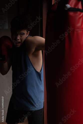 young boxer hitting heavy bag  © Valentin