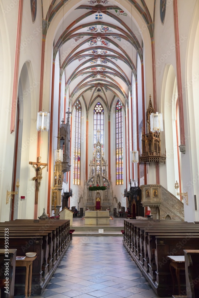 Fototapeta premium HRADEC KRALOVE, CZECH REPUBLIC - DECEMBER 10, 2020: Interior Cathedral of the Holy Spirit in the historic city center. Hradec Kralove is a big city in the Hradec Kralove Region Bohemia, Czech republic