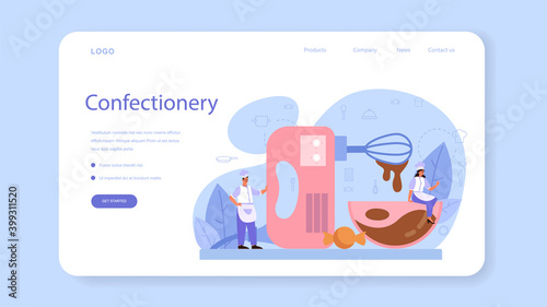 Confectioner web banner or landing page. Professional confectioner