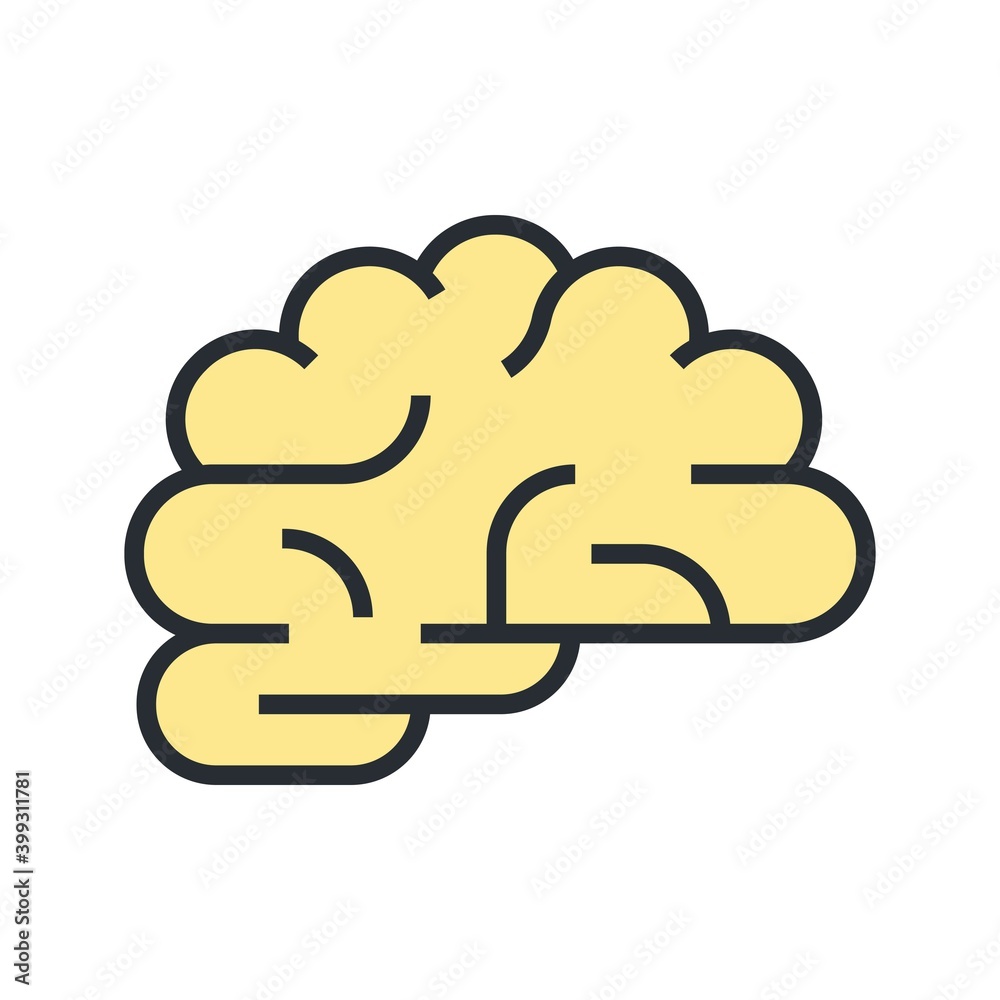Vector flat illustration of human brain on white background Vector flat illustration of human brain on white background
