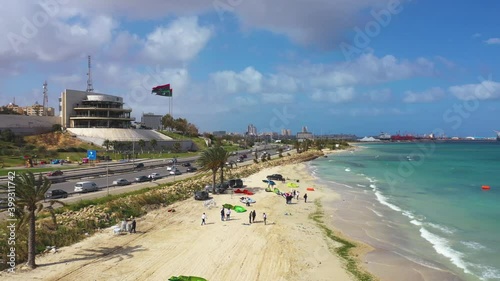 Surfing at seafront of capital of Libya, Tripoli  photo