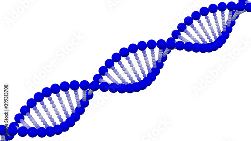 Blue and white DNA molecule. 3D rendering.