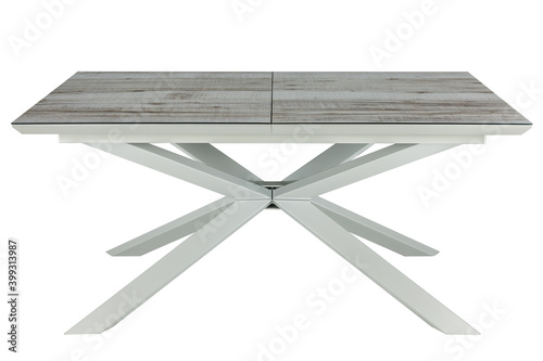 gray table on metal legs