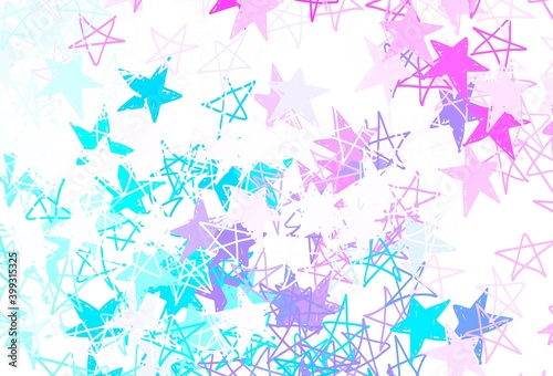 Light Pink, Blue vector background with colored stars.
