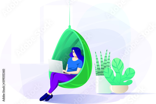 Working from home woman with laptop 