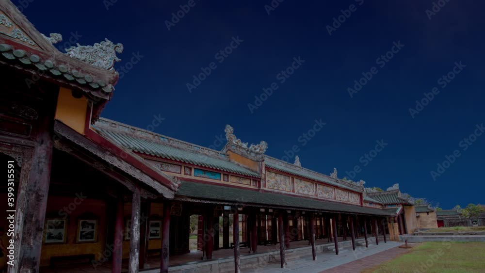 Celebratory fireworks for new year over Gate of the Forbidden imperial City at Hue, Vietnam during last night of year. Christmas atmosphere Celebratory fireworks for new year over Gate of the Forbidden imperial City at Hue, Vietnam during last night of year. Christmas atmosphere