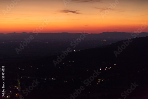 Sunset view from the hill of Cortona  Italy