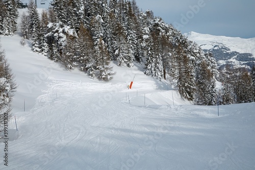 Skiing slope in the French Alpes