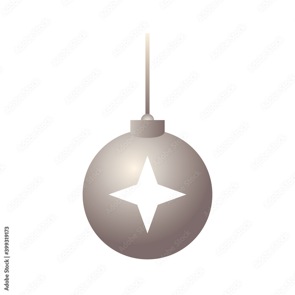 Obraz premium happy merry christmas silver ball hanging with star decorative icon