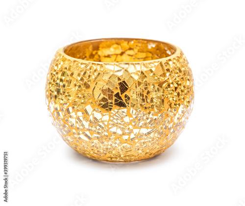 golden glass vase isolated