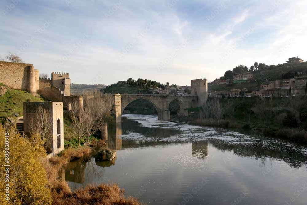 Views of Saint Martin Bridge in Toledo, Castilla La Mancha, Spain