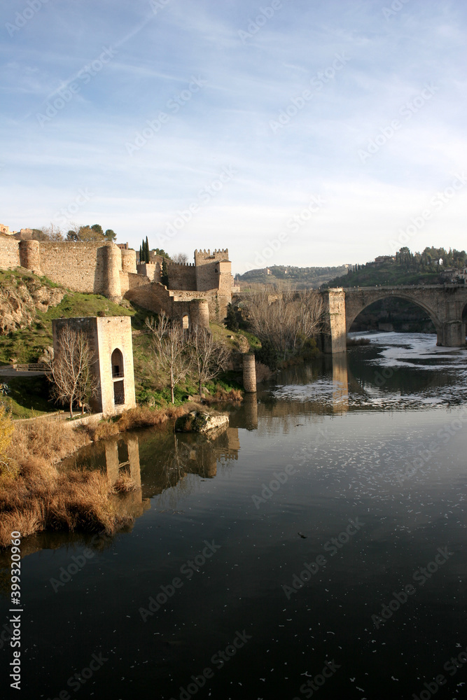 Views of Toledo in Spain, with the Tagus River and Saint Martin Bridge, Castilla La Mancha, Spain