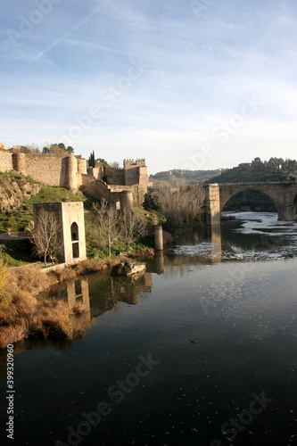 Views of Toledo in Spain  with the Tagus River and Saint Martin Bridge  Castilla La Mancha  Spain