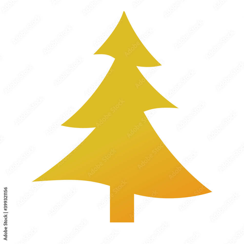 Fototapeta premium happy merry christmas golden pine tree icon