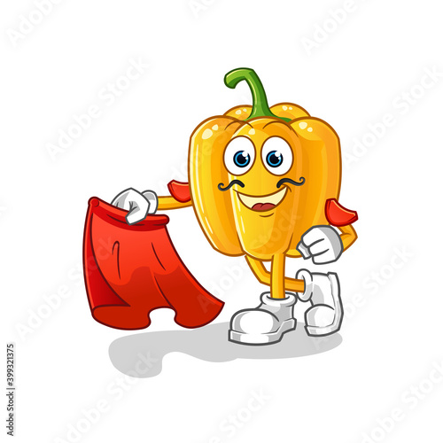 paprika matador with red cloth illustration. character vector