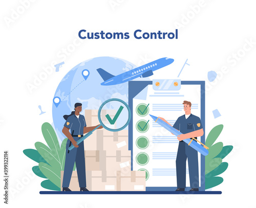 Customs officer concept. Passport control at the airport.