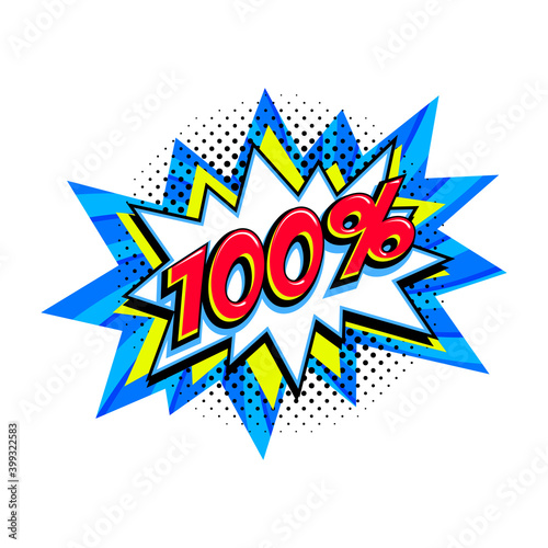 Comic blue sale bang balloon - Pop art style discount promotion banner. Vector illustration