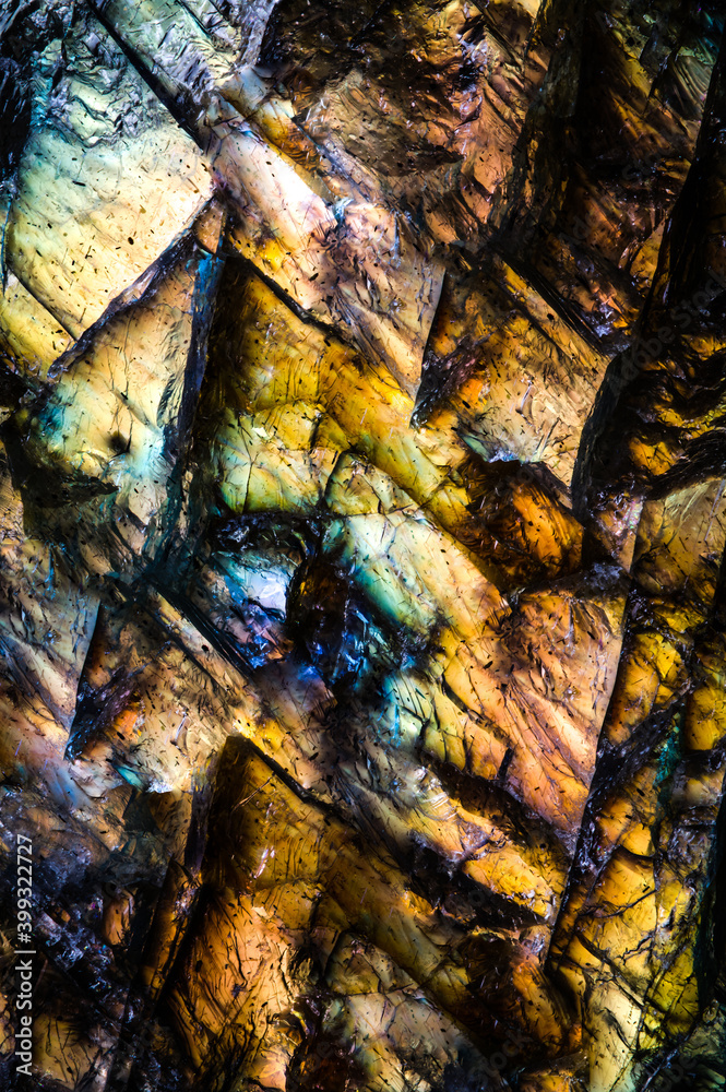 Labradorite unpolished rough specimen and colorful warm colored