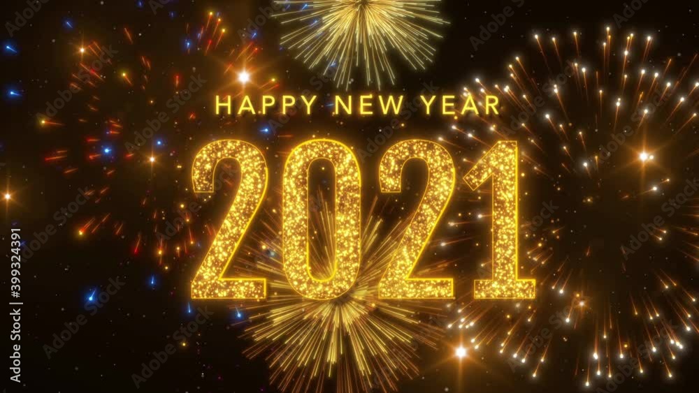 2021 happy new year celebration fireworks animation