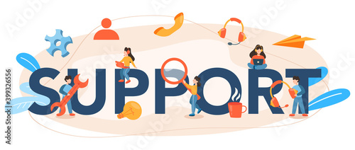 Support typographic header. Idea of customer service. Consultant support