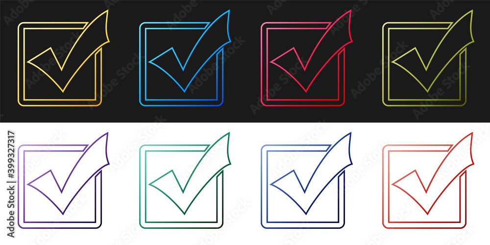 Set Check mark in a box line icon isolated on black and white background. Tick symbol. Check list button sign. Vector. Set Check mark in a box line icon isolated on black and white background. Tick symbol. Check list button sign. Vector.
