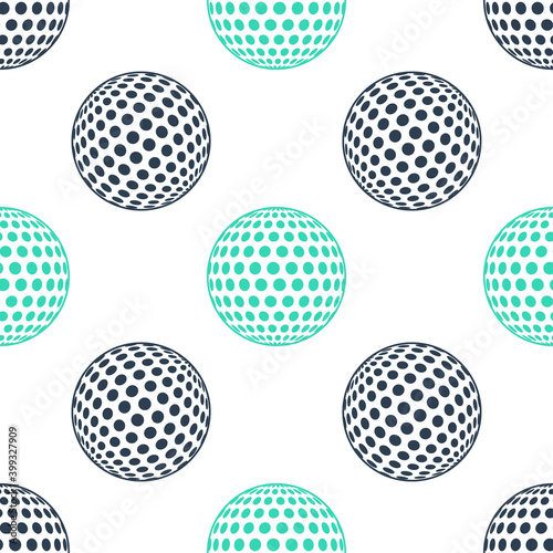 Green Golf icon isolated seamless pattern on white background. Vector.