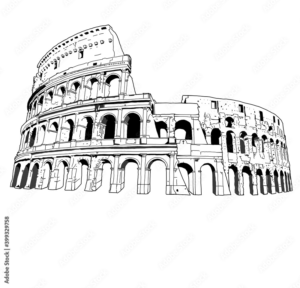 Naklejka premium Colosseum Pen drawing