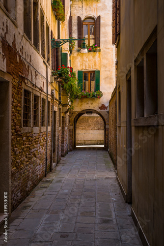 Hidden small street in Venice  Italy