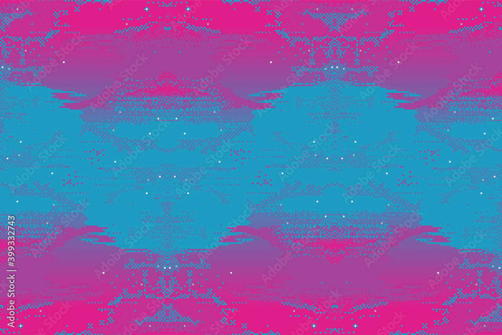Vector pixel art of 80s Retro sci-Fi background. Pixel art background. 8bit 8 bit