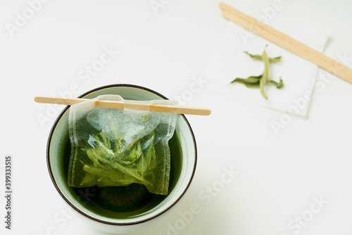 Lemon Verbena tea with lemon photo