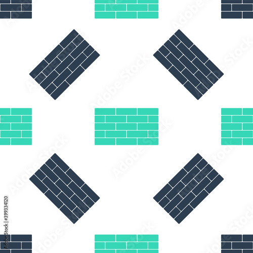 Green Bricks icon isolated seamless pattern on white background. Vector.