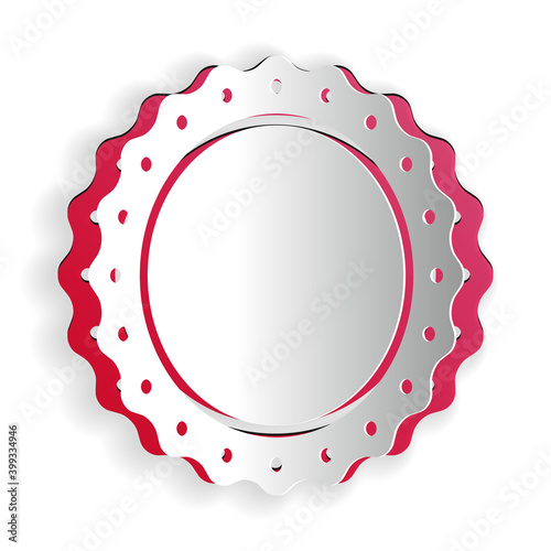 Paper cut Quality emblem icon isolated on white background. Paper art style. Vector.